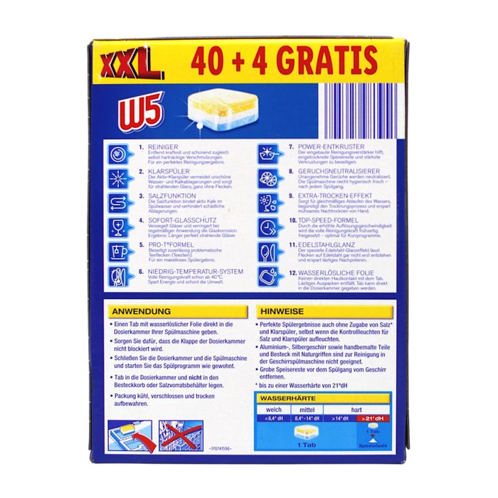 Таблетки для посудомийної машини W5 All in 1 Multi-Active 44 шт